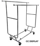 collapsible heavy duty double rail salesman rack/clothing folding rack